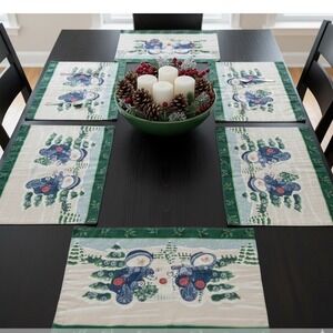 Set of 6‎ Christmas Snowman Placemats Holiday Winter Table Decor